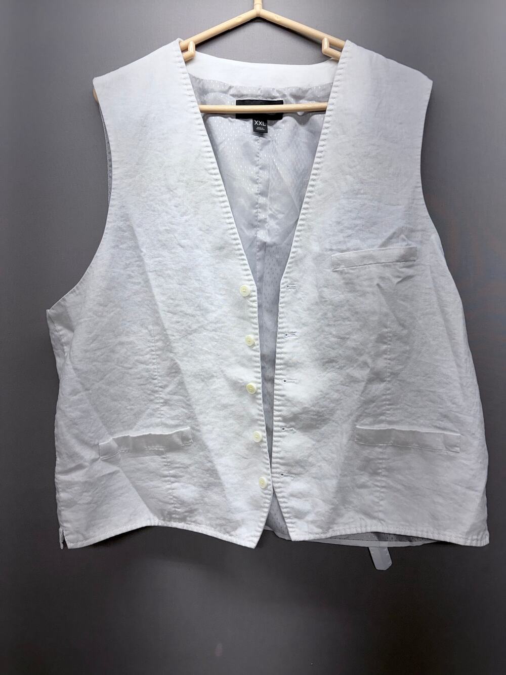 INC International Concepts Men XXL White Linen Blend Suit Waistcoat Vest